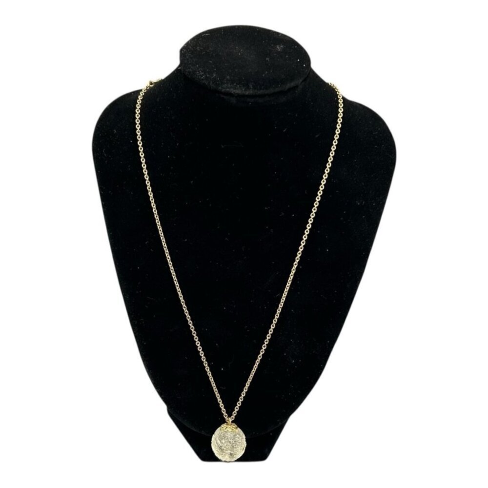 Vintage Gold Filled Glass Orb Pendant Necklace 18” Minimalist Gift